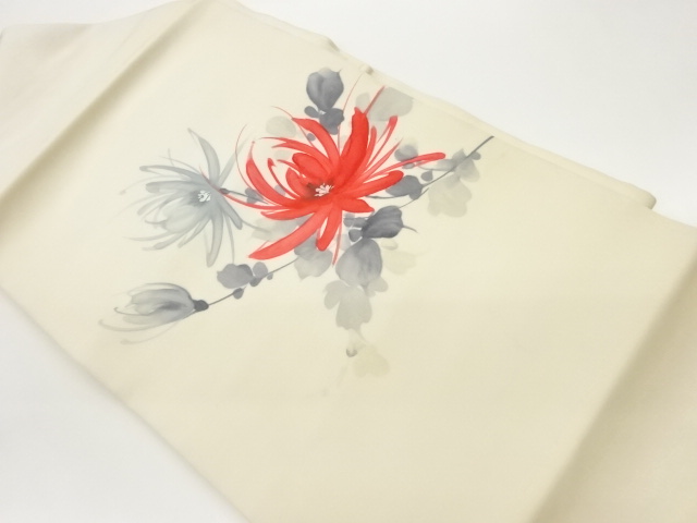 塩瀬手描き花模様名古屋帯